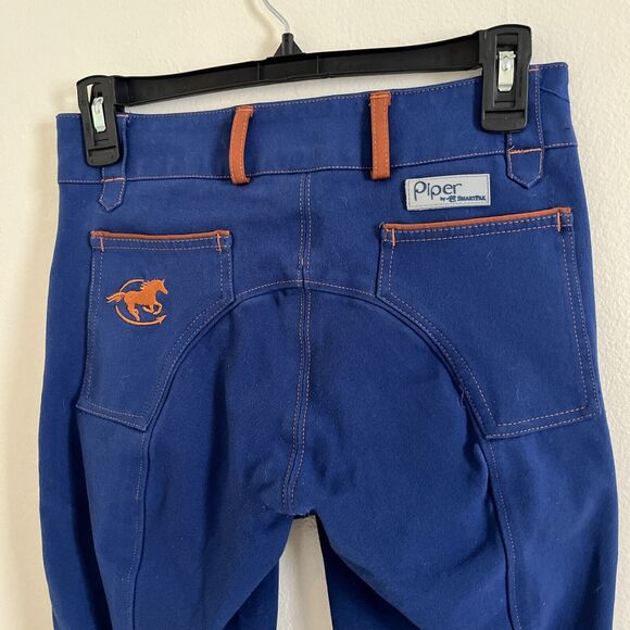 Piper By Smartpak Wellesley Piped Knee-Patch Breech, Navy/Orange- Size 14 - Picture 7 of 9